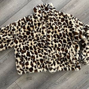 IJOAH furry leopard jacket.